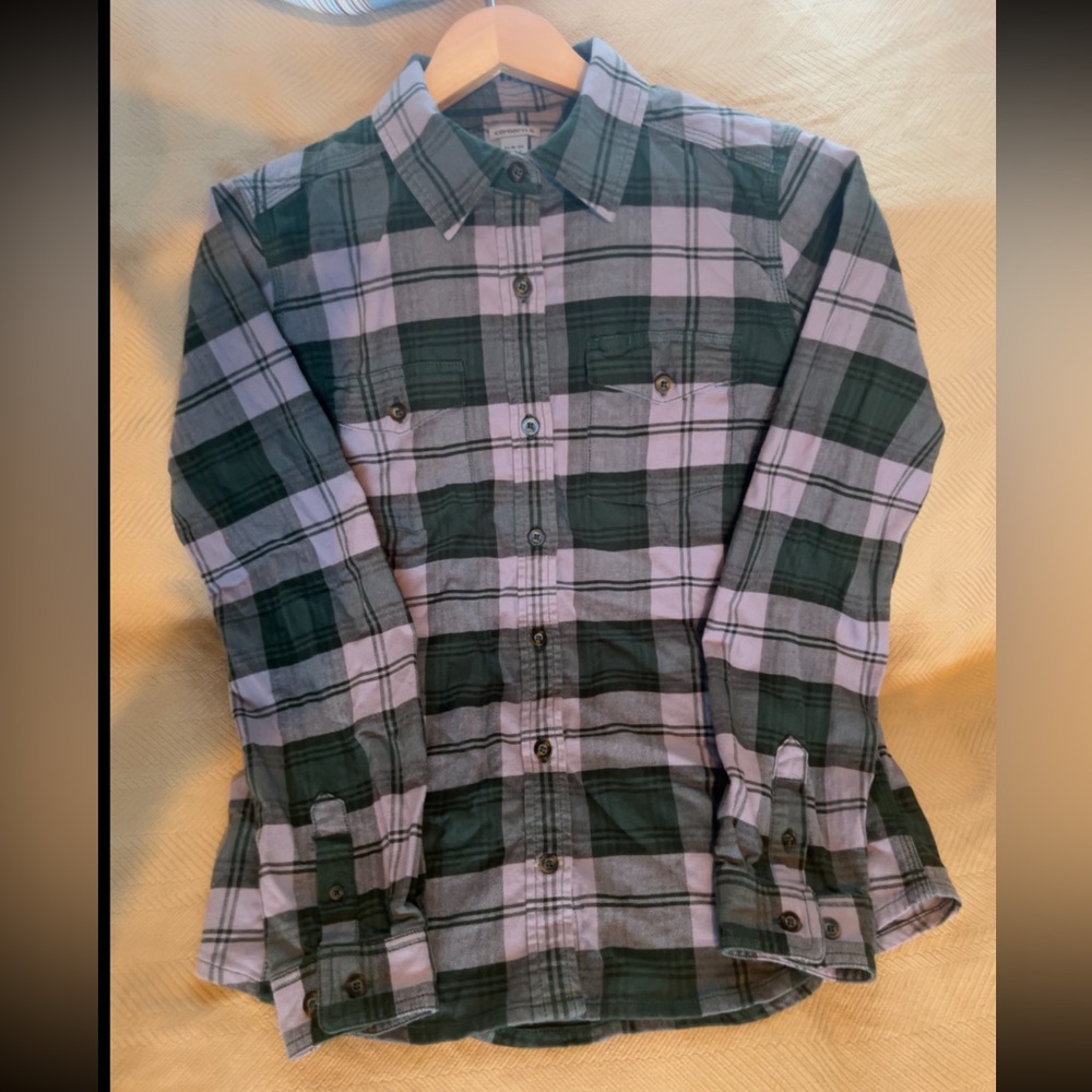 NWOT Carhartt Women’s Green and Purple Plaid Shirt
